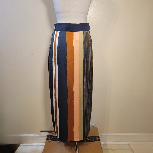 Foxiedox: Women's Small Striped Colorful Faux Wrap Maxi- length skirt - Picture 3 of 8